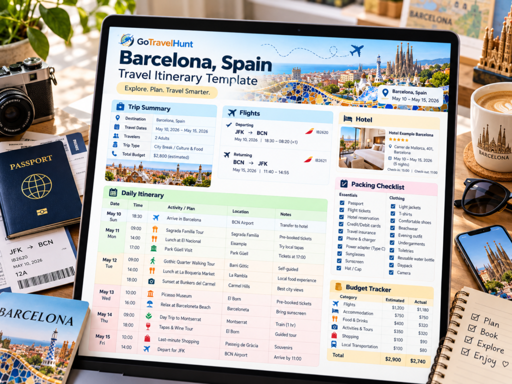 Planning a daily travel itinerary with activities and travel time